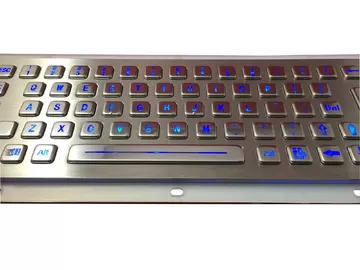 China IP65 illuminated metallic kiosk industrial keyboard with trackball, OEM keyboard supplier