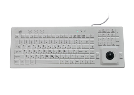 China English Hebrew computer industrial keyboard with optical trackball and six feet for metal cart supplier